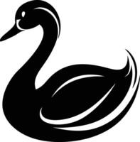 Isolated elegant swan bird with curved neck in simple black silhouette design vector