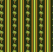 Tropical palm tree pattern with green and yellow stripes vector