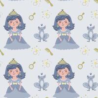 Whimsical princess and fairy tale pattern for textile and craft design vector