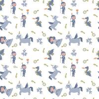 Enchanting princess and magical creatures pattern for design and crafts vector