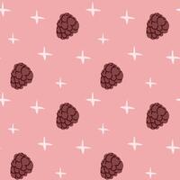 Seamless pattern with hand-drawn blackberries on pink background vector