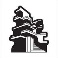 An abstract architecture with thick outline silhouette vector