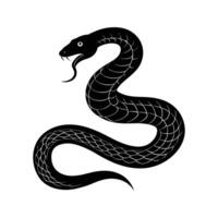 Serpentine Silhouette A sleek, stylized graphic of a snake, with its sinuous form and forked tongue, poised in a minimalist, yet captivating composition. vector