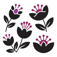 Silhouette floral illustration clipart isolated on a white background vector
