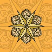 A golden star with a mandala design on it vector