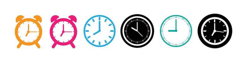 Clock icons in different color. Time icon . watch icon symbol. Alarm icon. vector