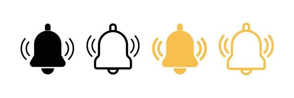 Notification bell icon set. ringing bell icon set. New message notifications icons vector