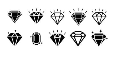 black Shiny diamond icon collections in different style. vector