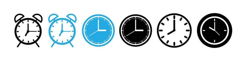 clock icons in different style. Clock, time icon in white background. vector