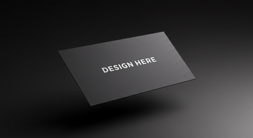Black business card mockup floating against dark modern background for branding and identity psd