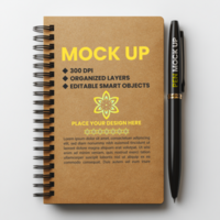 Spring binder notebook mock up with spiral notepad and paper diary for corporate use psd