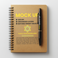 Notebook cover mock up featuring spiral notepad spring binder and corporate diary note psd