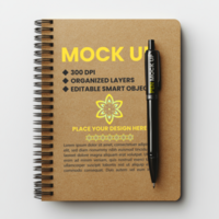Spiral notebook mock up with notepad cover spring binder and corporate paper diary psd