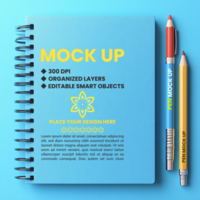 Notepad mock up with spiral notebook and spring binder design ideal for corporate paper note psd