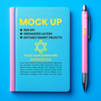 Spring notebook mock up with spiral notebook cover and paper notepad for corporate diary use psd