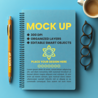 Spring spiral notebook mock up for paper notepad binder diary and corporate note use psd