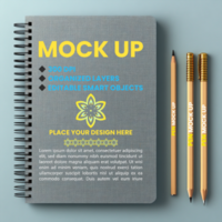 Spiral notebook binder mock up with spring notepad note paper and cover for corporate diary psd