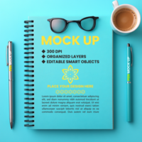 Spiral notebook with mock up of corporate binder spring notebook and cover notepad paper psd