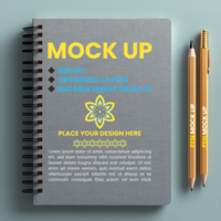 Notebook mock up with spiral notepad spring binder and spiral notebook cover for diary psd
