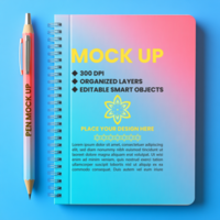 Binder spiral mock up with spring notebook and notepad for diary paper and corporate note psd