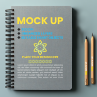 Corporate notepad mock up with spiral notebook and spring notebook cover for paper note display psd