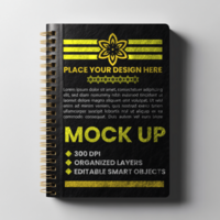 Notebook spiral binder mock up with spring paper diary and black cover notepad corporate use psd