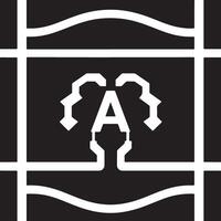 A black and white logo with a white letter a vector