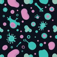 A pattern with pink and blue bacteria and viruses vector
