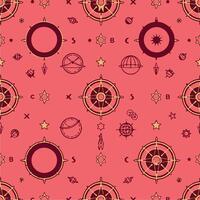 A pattern with a compass and stars on it vector