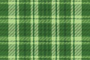 A green plaid fabric with a pattern vector