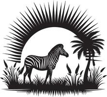Zebra in the jungle illustration vector