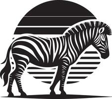 Zebra silhouette silhouette of zebra in the sunset background vector