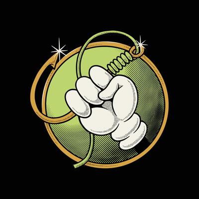 Retro Cartoon Hand Holding a Lure