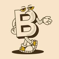 B letter character in disappointed expression, in retro colors vector