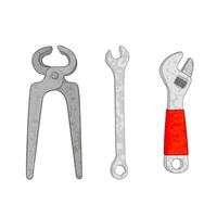 Colorful Set with Illustrations of Different Tools Isolated on White Background vector
