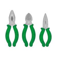 Colorful Set with Illustrations of Different Pliers Isolated on White Background vector