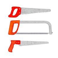 Colorful Set with Illustrations of Different Hand Saws Isolated on White Background vector