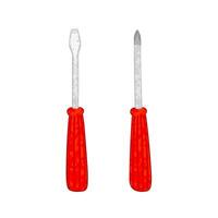 Colorful Set with Illustrations of Different Screwdrivers Isolated on White Background vector