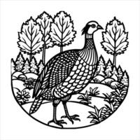 guinea fowl in a forest setting. vector