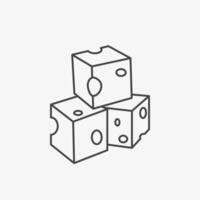 Cheese blocks with holes linear icon. Cheese cub appetizer for buffet. Supplement to wine vector
