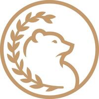 the bear logo is in a circle with a laurel wreath vector