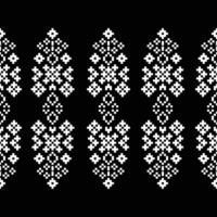 Ethnic pattern of black color background with fabric pattern art design. vector