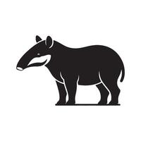 A black and white image of a tapir vector