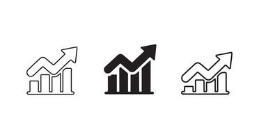 Three Variations of an Upward Trend Graph Icon vector