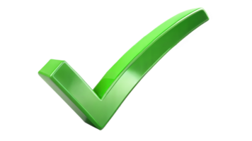 Green checkmark icon on a black background, symbol of confirmation and validation. png
