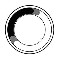 A black and white circle with a white border vector