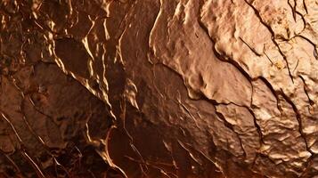 A magnified view of brushed copper reflecting a reddish-gold tone. photo