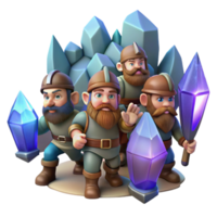 magnificent creative elegant minimalist A group of adventurous dwarves, clad in leather and steel, exploring a crystal cave illuminated by glowing geodes.... png