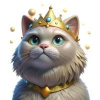 stunning contemporary serene minimalist A grumpy-looking, fluffy Persian cat wearing a tiny crown, surrounded by floating jewels, illuminated by a dramatic spotlight from above, Renaissance... png