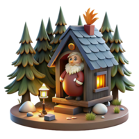 extraordinary modern stunning vintage The Slavic Baba Yaga, residing in her hut which stands on chicken legs, surrounded by a dark forest. Lighting moonlight filtering through the trees.... png